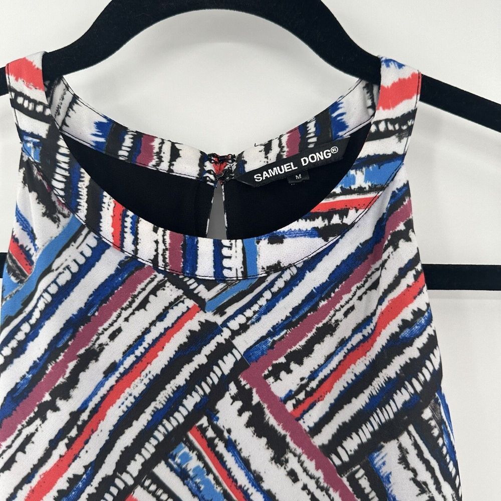 Samuel Dong Sleeveless Drape Colorful Dress‎ Size Medium